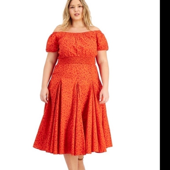 NWT INC International Concepts Dress Paradise Animal Print Red Orange Midi Dress - Picture 13 of 13